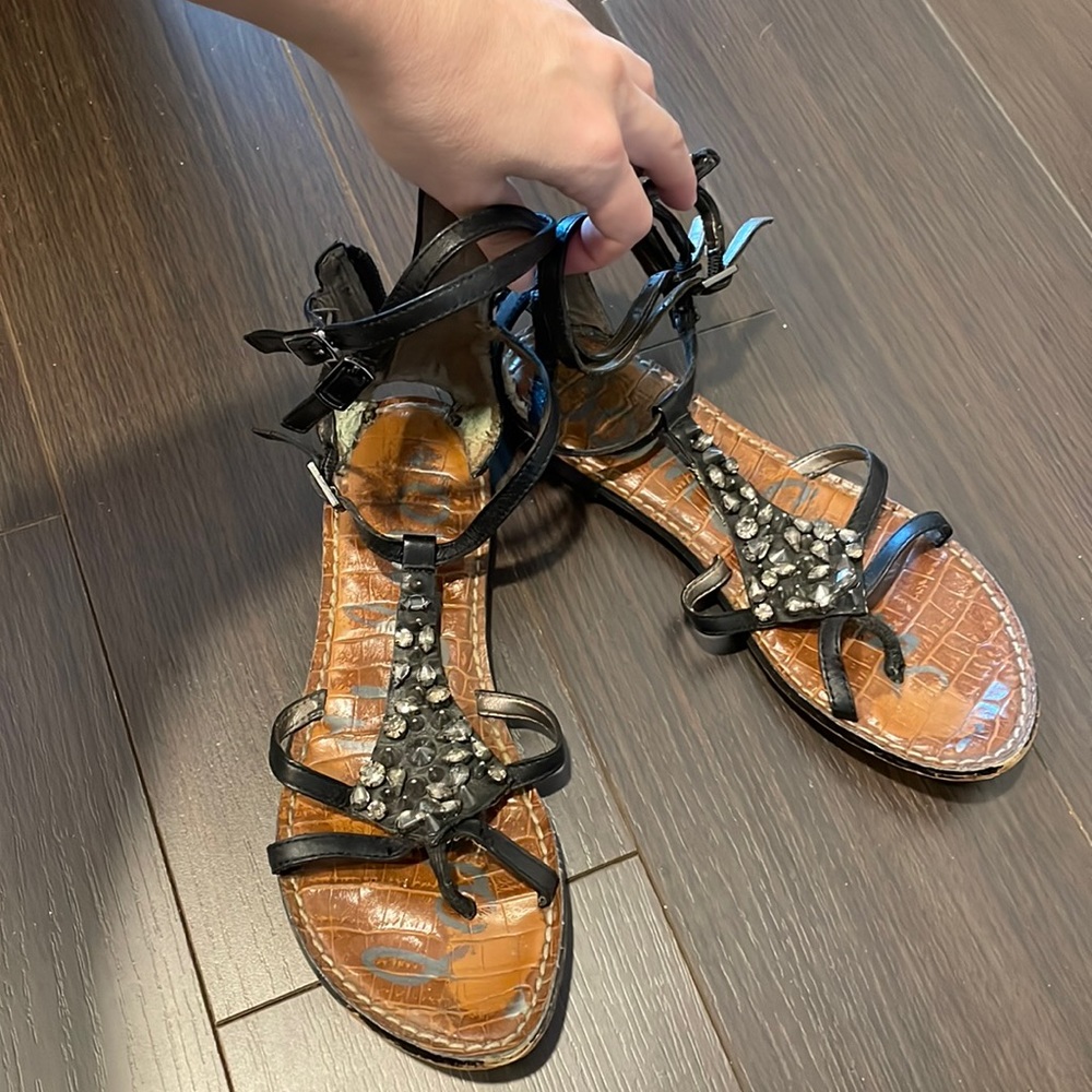 Sam Edelman black beaded gladiator size 7